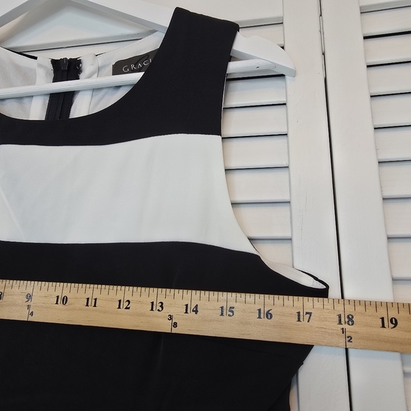 GRACIA Cutout Maxi Dress Bold Stripe Hi-Low Hem B&W Sz Large Gown Mod Minimalist - Picture 10 of 16
